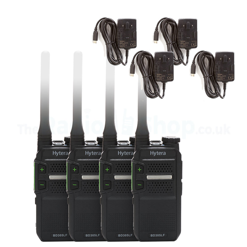 Hytera BD305LF Licence Free QUAD PACK with Chargers & Earpieces