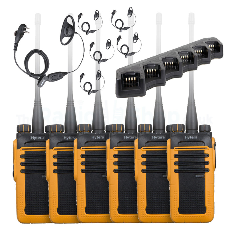 Hytera BD615 Licenced Digital Radio SIX PACK with Chargers & Earpieces