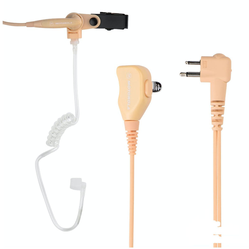 Two-wire earpiece with clear acoustic tube in beige with inilne PTT (for DP1000 and R2 series)