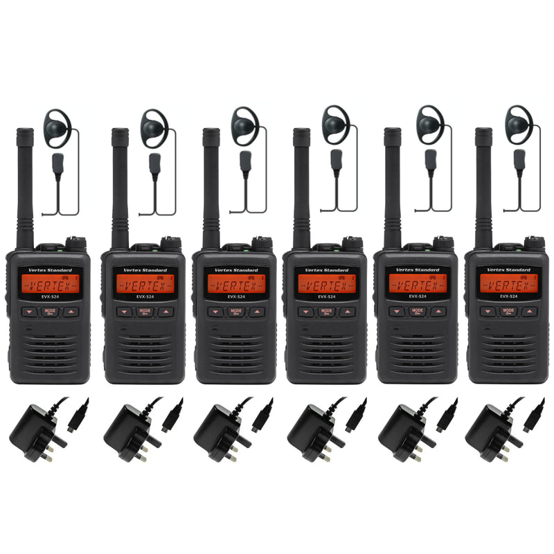 Vertex Standard EVX-S24 - SIX PACK including chargers & earpieces